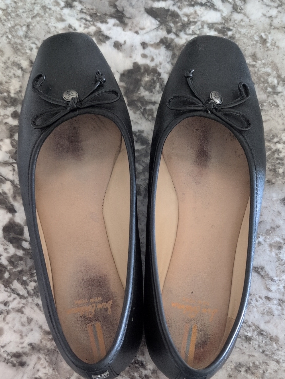 Sam Edelman Black Square-Toe Ballet Flats with Bow